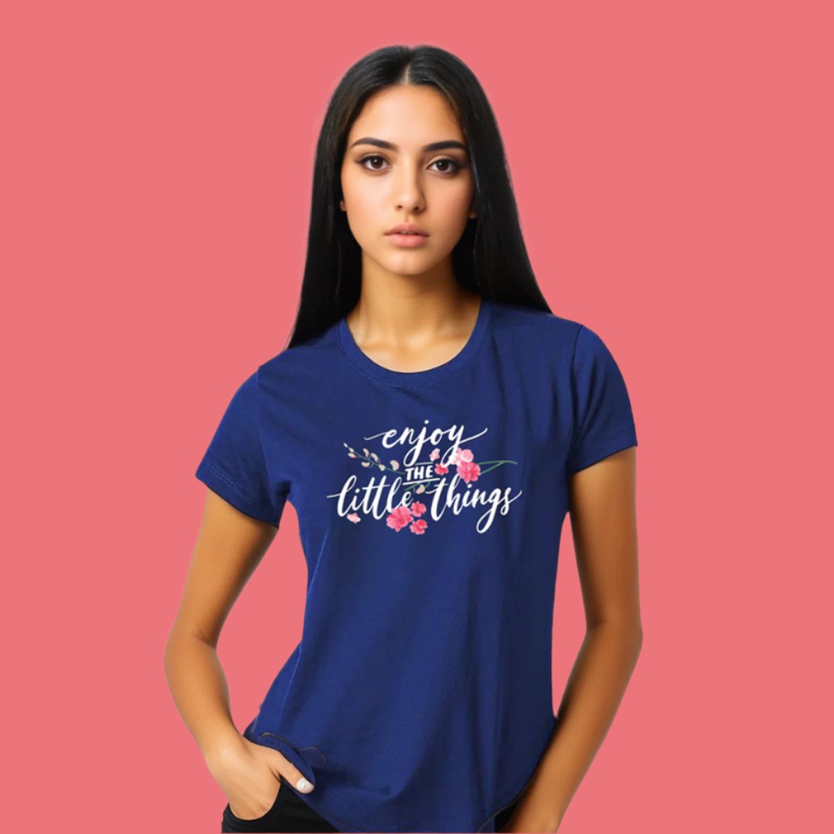 "Enjoy the little things" - Half Sleeves Round Neck TShirt