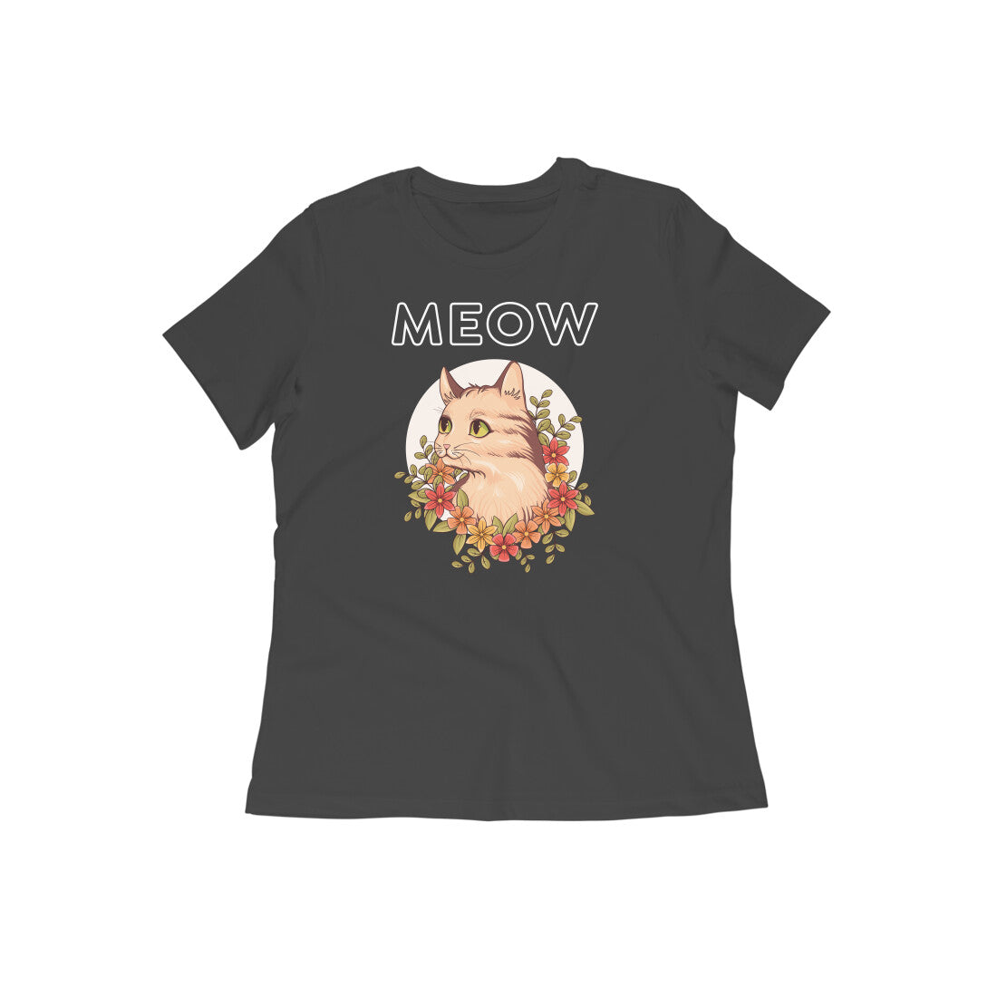 "Meow" - Half Sleeves Round Neck TShirt