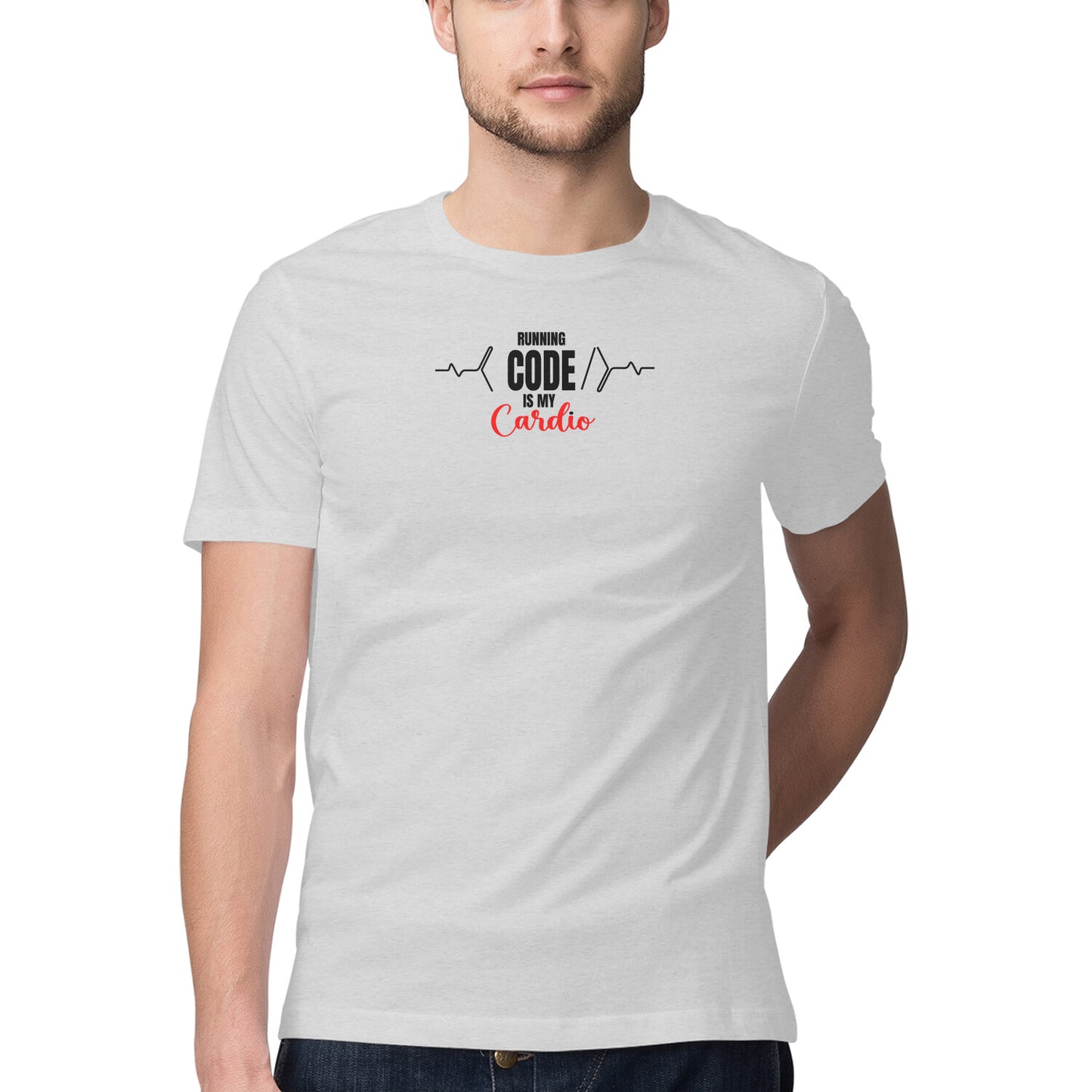 "Running code is my Cardio" - Half Sleeves Round Neck TShirt