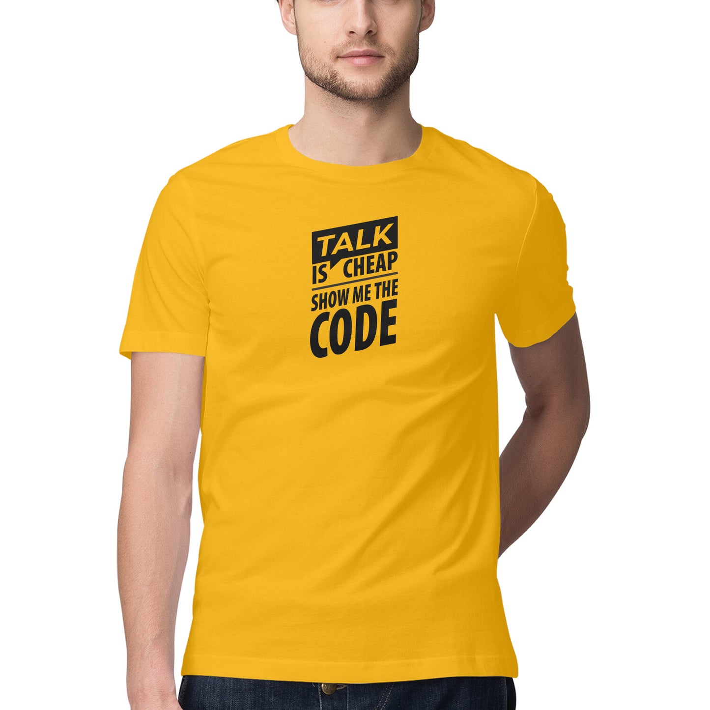 "Talk is cheap, Show me the code"- Half Sleeves Round Neck TShirt