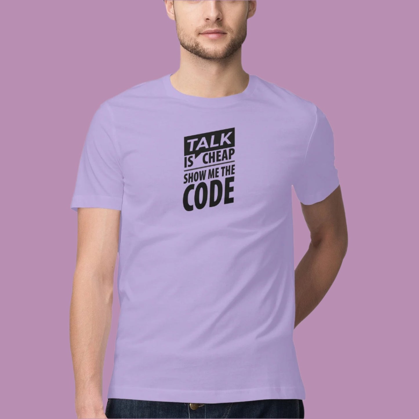 "Talk is cheap, Show me the code"- Half Sleeves Round Neck TShirt