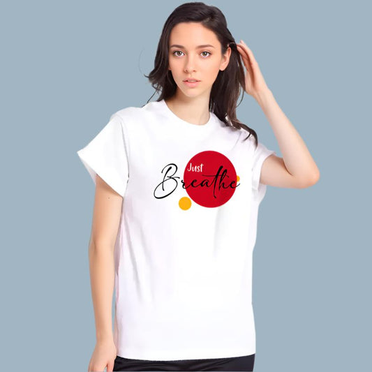 "Just Breathe" : Half Sleeves round neck tshirt