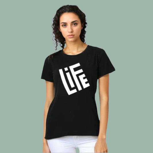 "Life" - Half Sleeves Round Neck TShirt