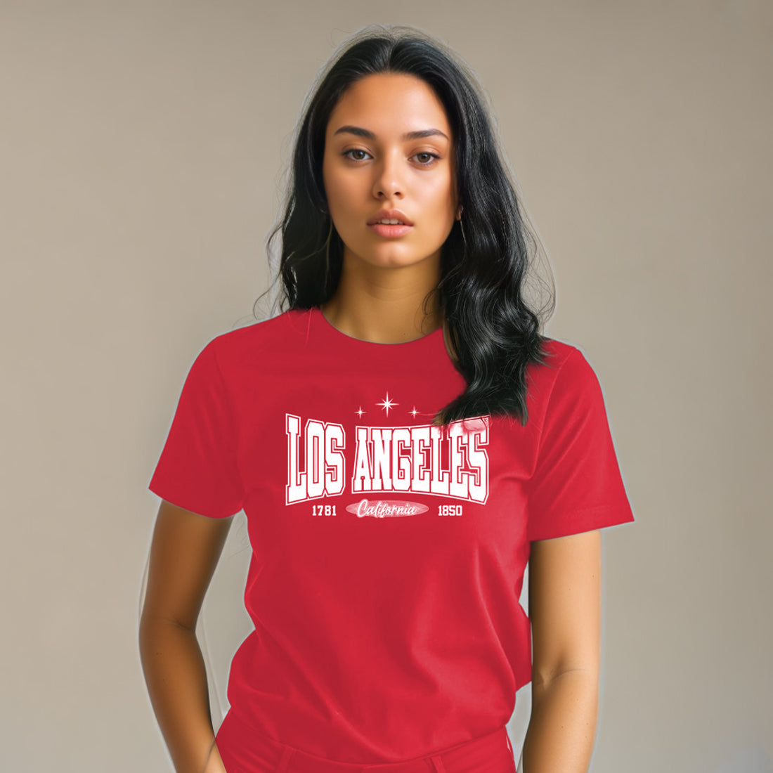 "Los Angeles" - Half Sleeves Round Neck TShirt