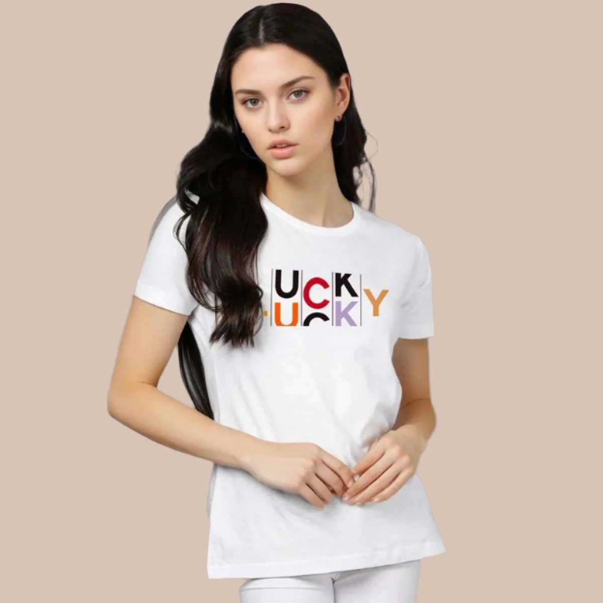 "Lucky" - Half Sleeves Round Neck Tshirt