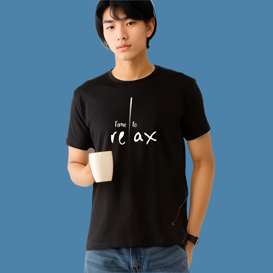 "Time to Relax" - Half Sleeves Round Neck TShirt