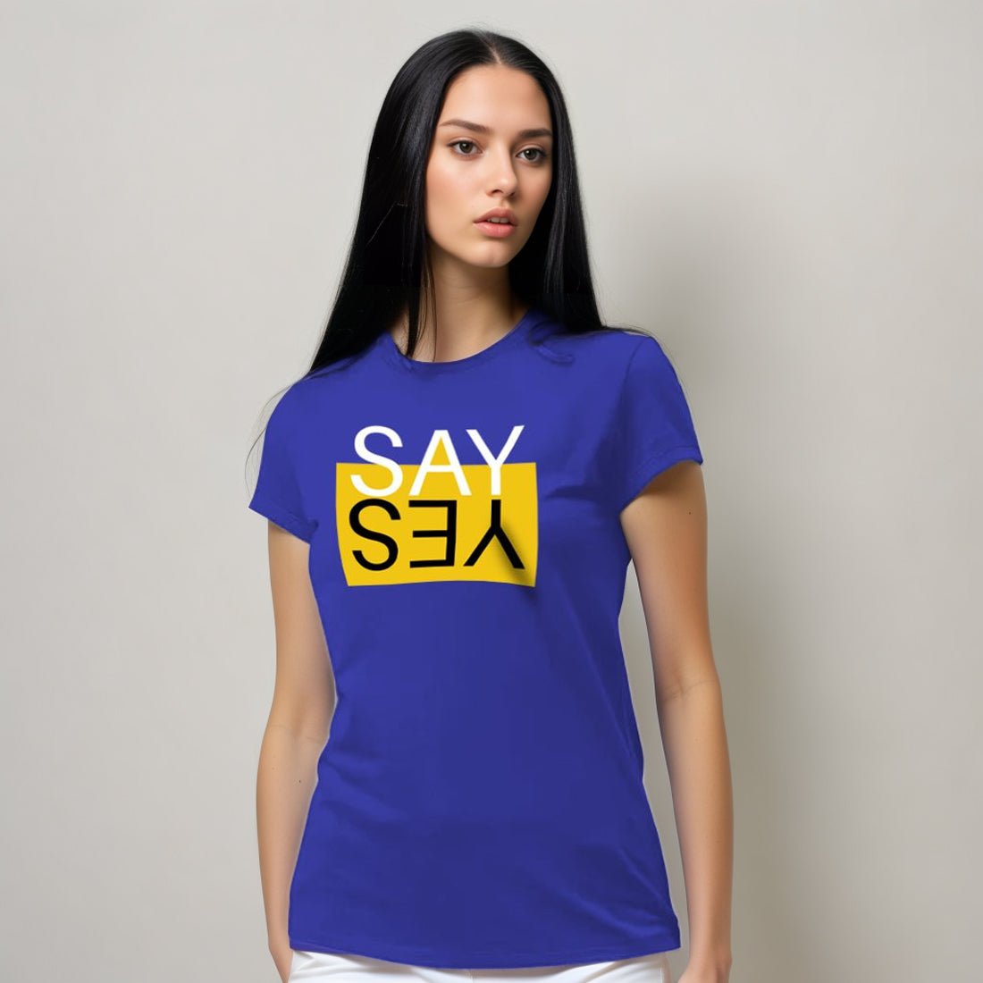 "Say yes" - Half Sleeves Round Neck TShirt