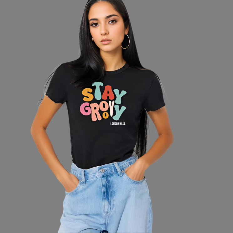 "Stay Groovy" : Half Sleeves Round Neck Tshirt