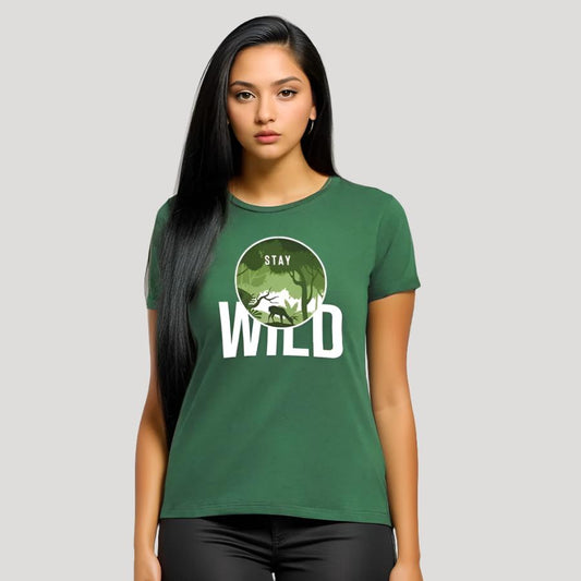 "Stay Wild" - Half Sleeves Round Neck Tshirt