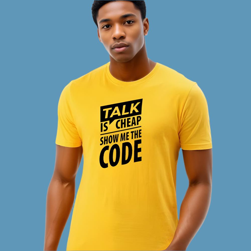 "Talk is cheap, Show me the code"- Half Sleeves Round Neck TShirt