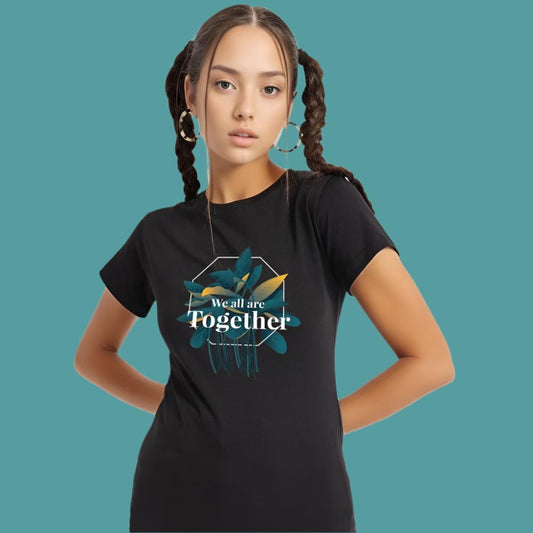 "We all are together" - Half Sleeves Round Neck TShirt